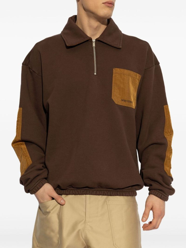 Brown Contrasting-pocket Polo Shirt