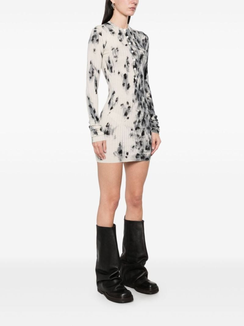 White Abstract-print Dress