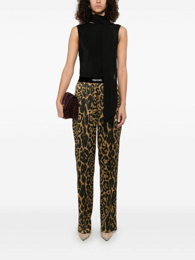 Leopard-print Straight Trousers