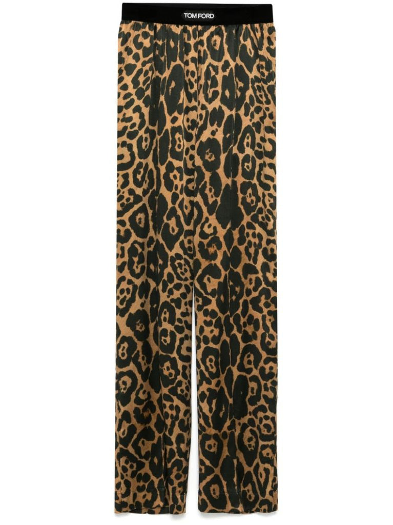 Leopard-print Straight Trousers