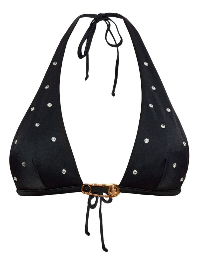 Black Crystal-embellishment Bikini Top