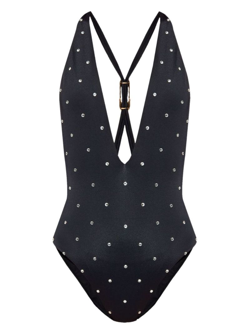 Black Crystal-embellished Swimsuit