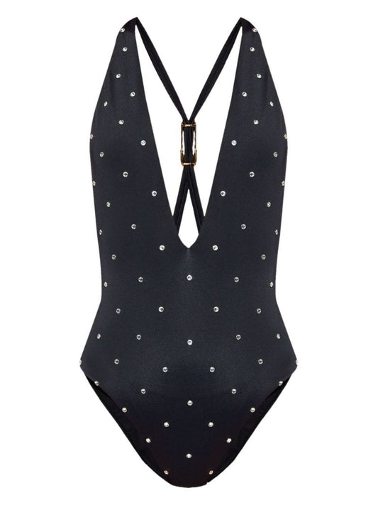 Black Crystal-embellished Swimsuit