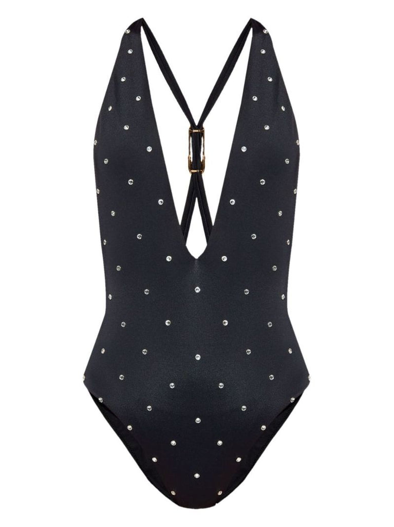 Black Crystal-embellished Swimsuit