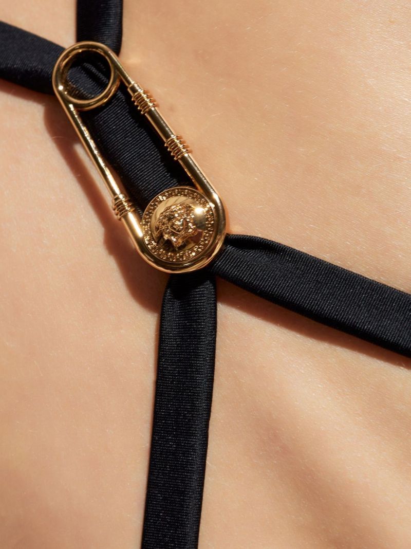 Black Crystal-embellished Swimsuit