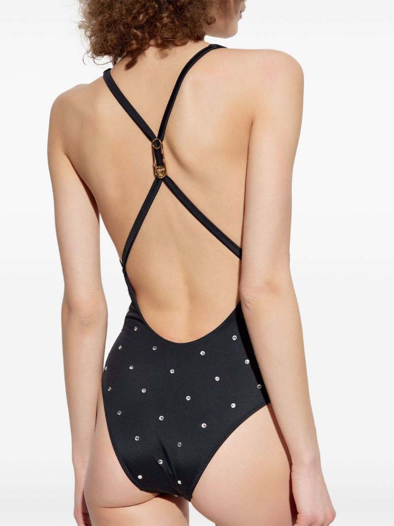 Black Crystal-embellished Swimsuit