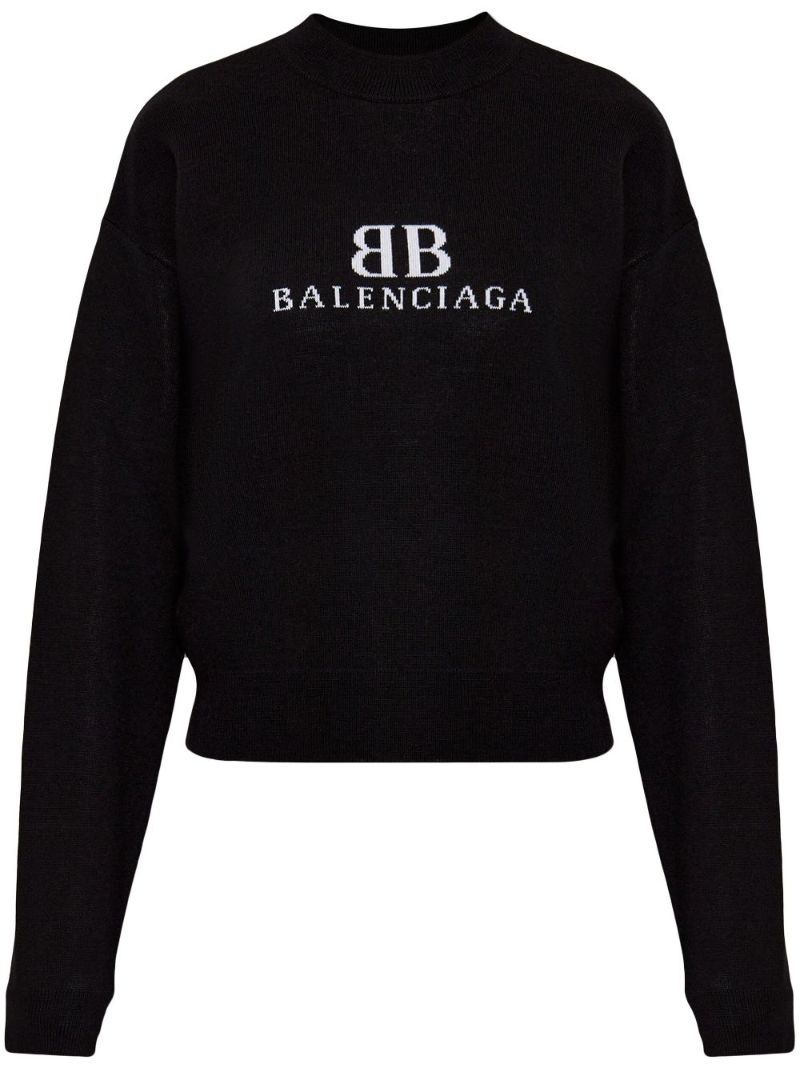 Black Logo-intarsia Sweater