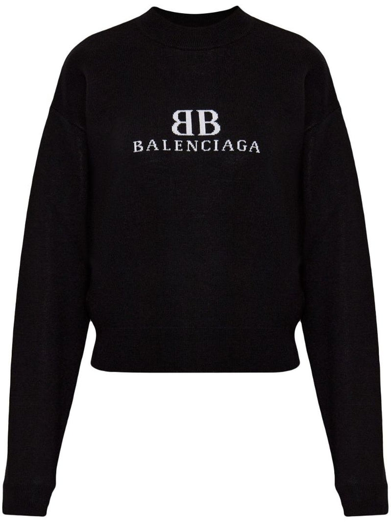 Black Logo-intarsia Sweater