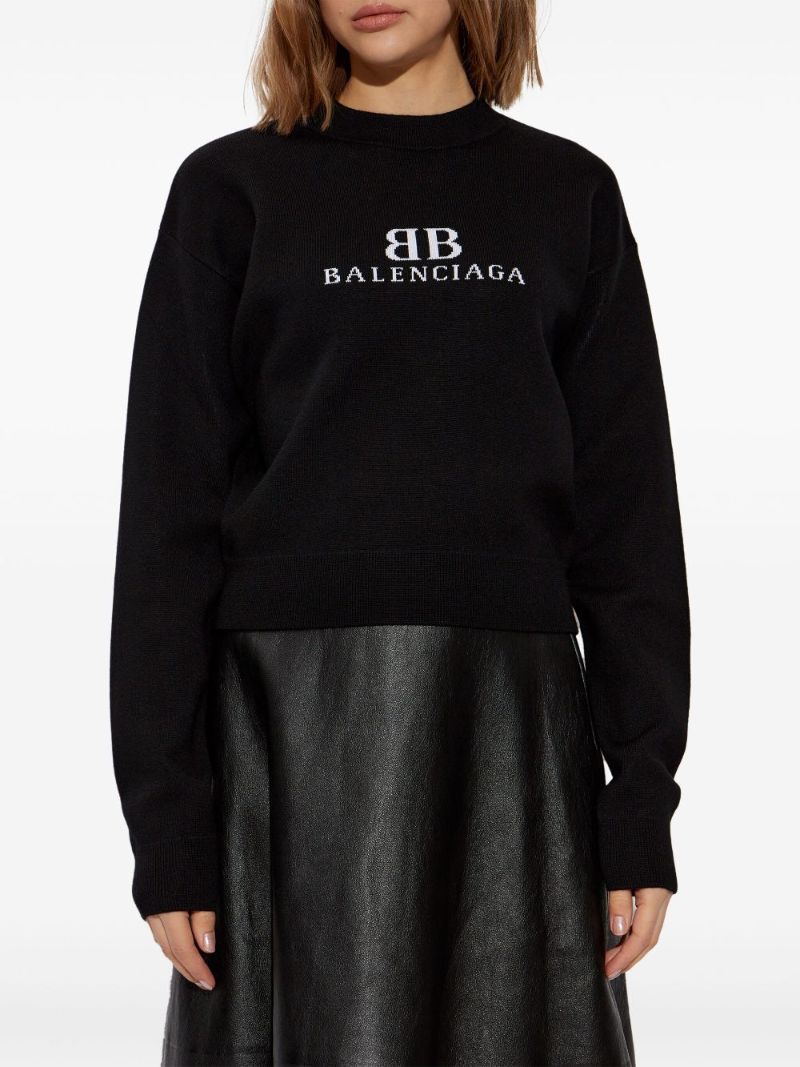 Black Logo-intarsia Sweater
