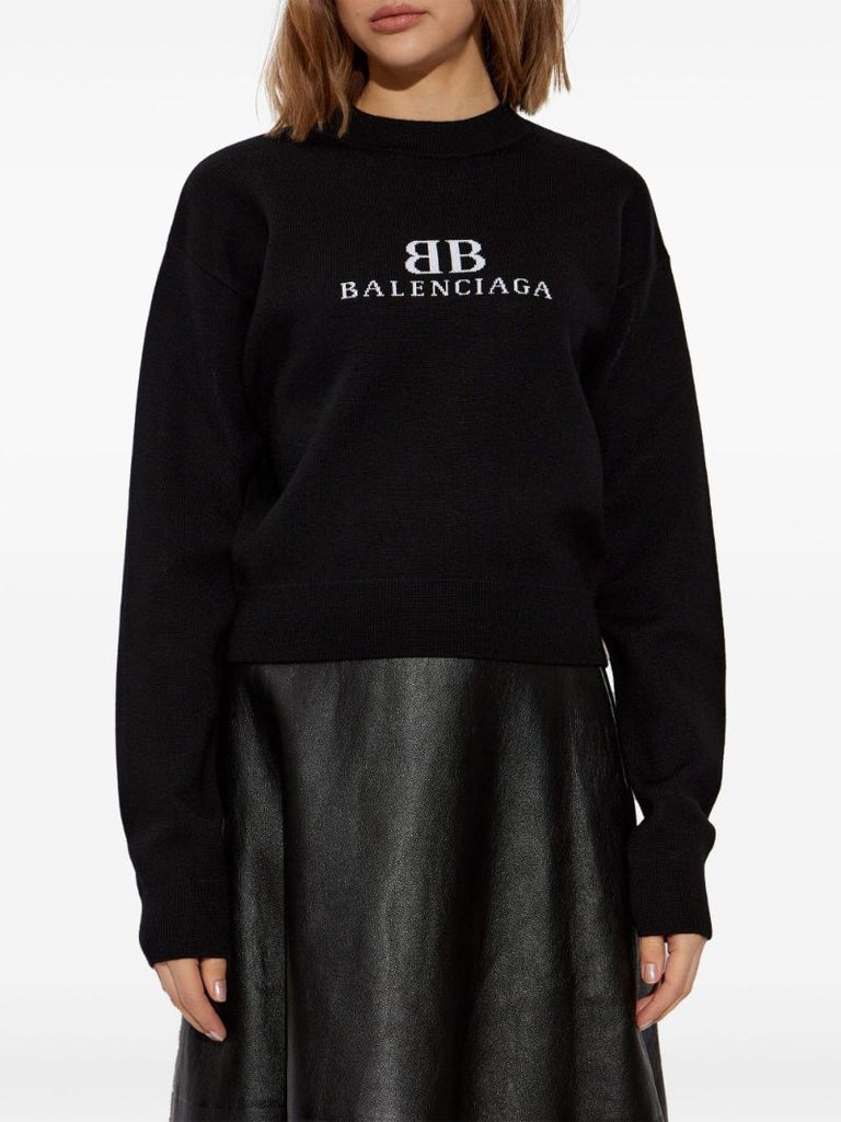 Black Logo-intarsia Sweater