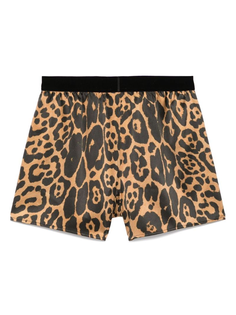 Brown Leopard-print Pajama Shorts