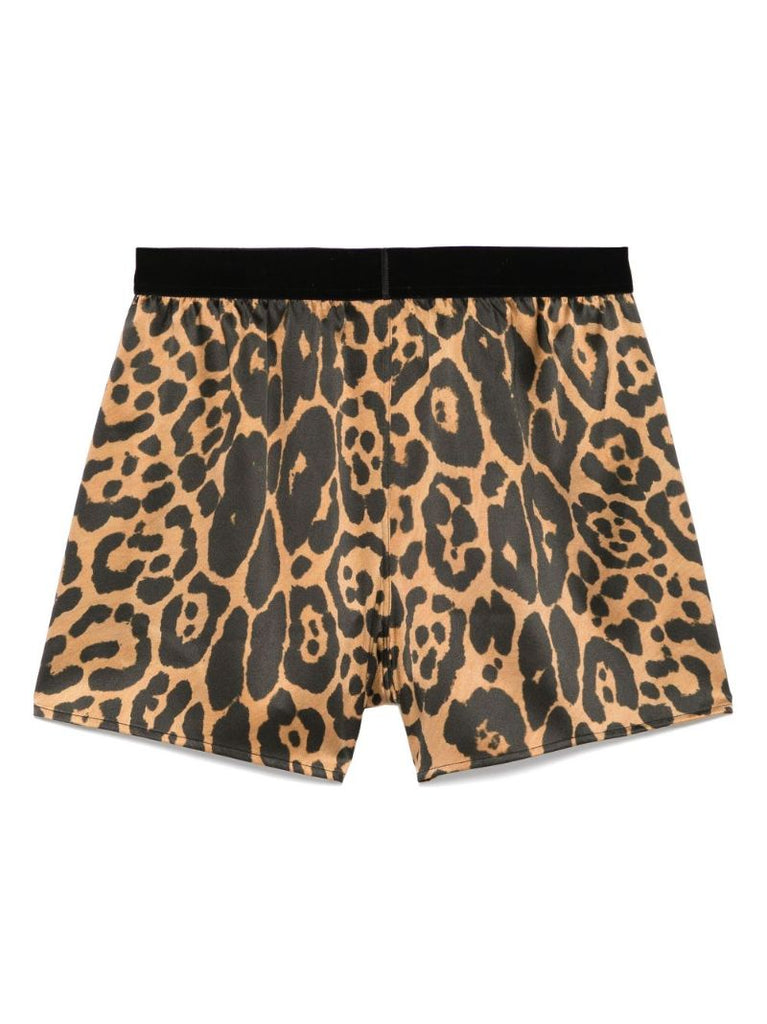 Brown Leopard-print Pajama Shorts