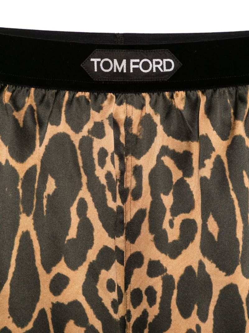Brown Leopard-print Pajama Shorts