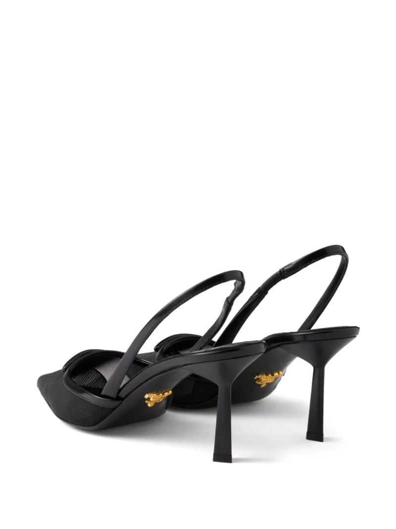 Black 75mm Mesh Slingback Pumps