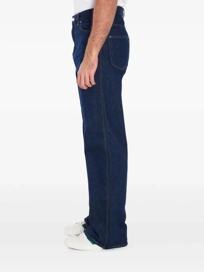 Blue Rose-embroidered Jeans