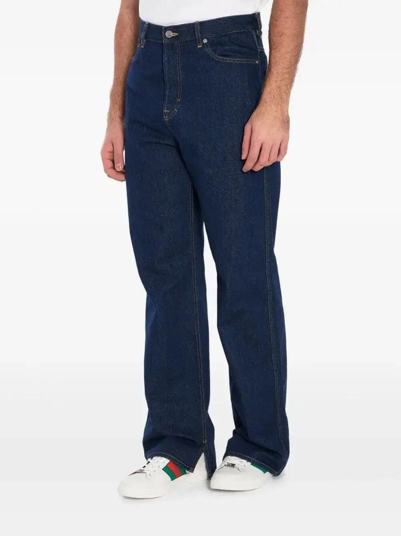 Blue Rose-embroidered Jeans