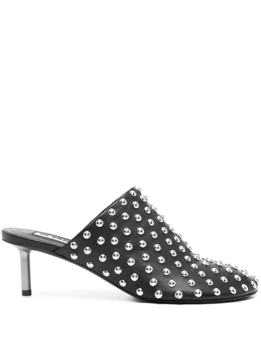 Black 60 Leather Studded Mules