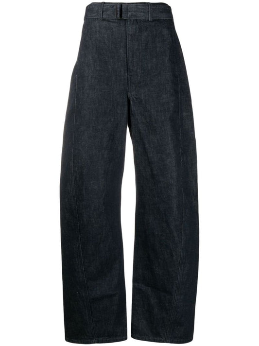 Blue Belted Straight Leg Trousers
