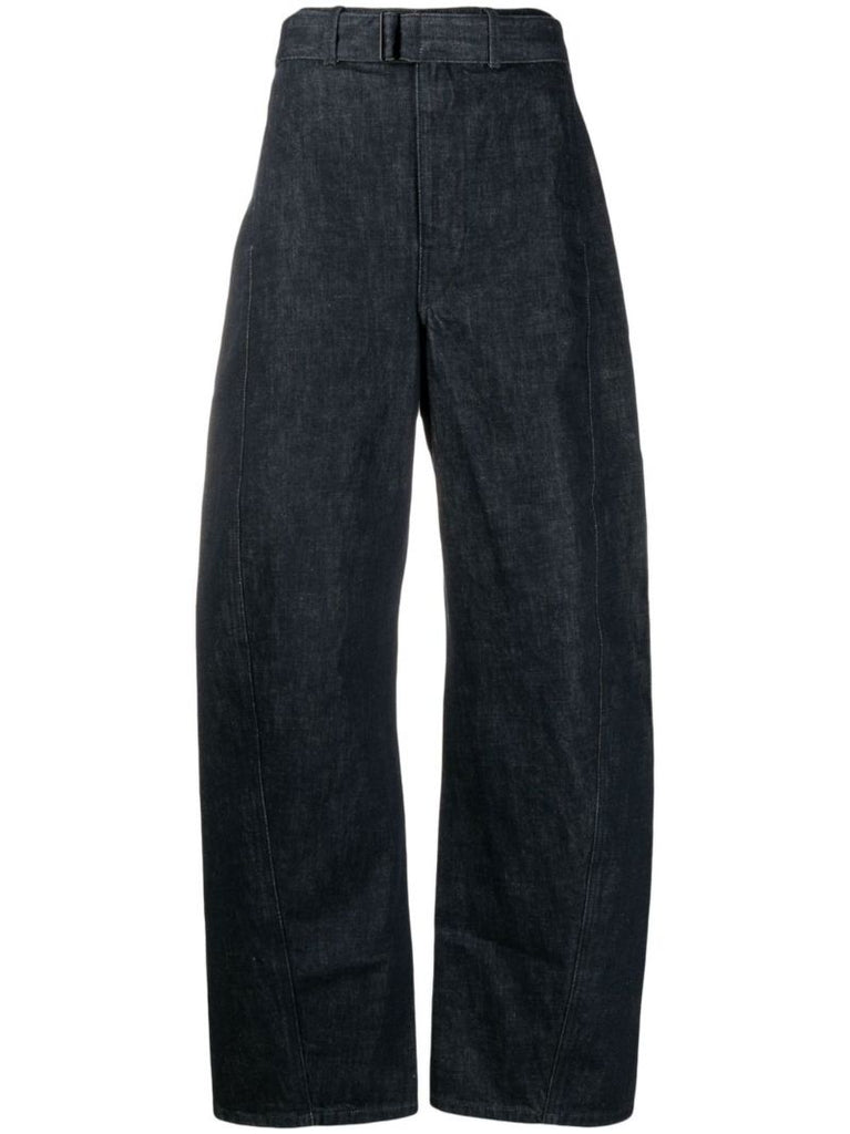 Blue Belted Straight Leg Trousers