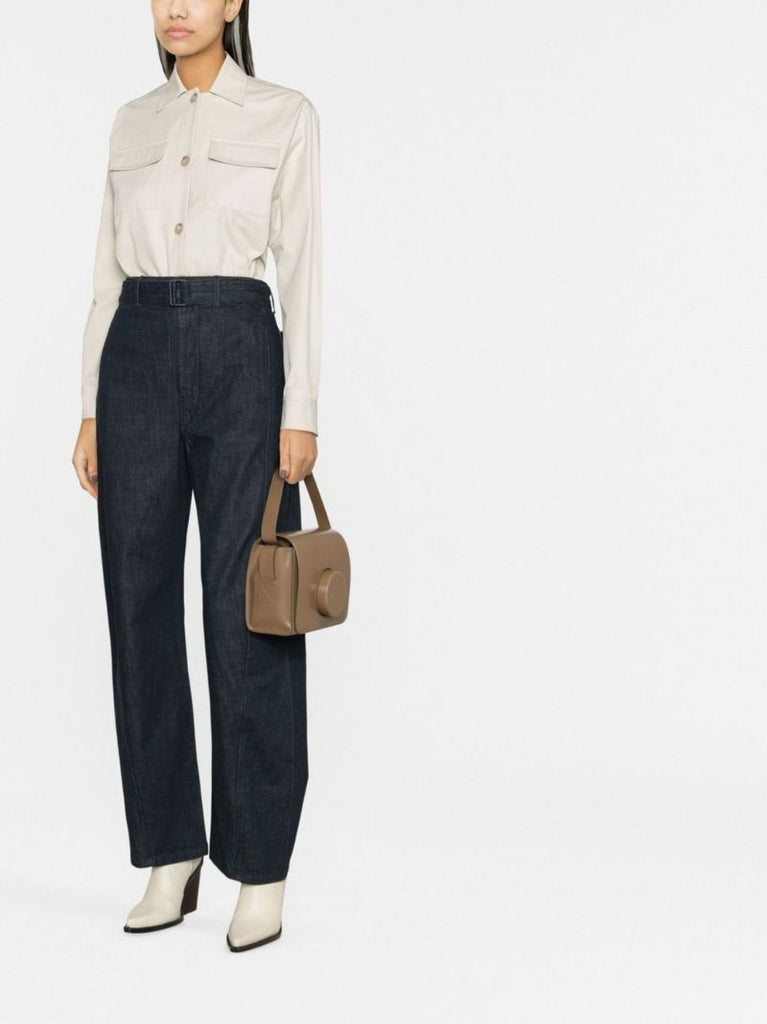 Blue Belted Straight Leg Trousers