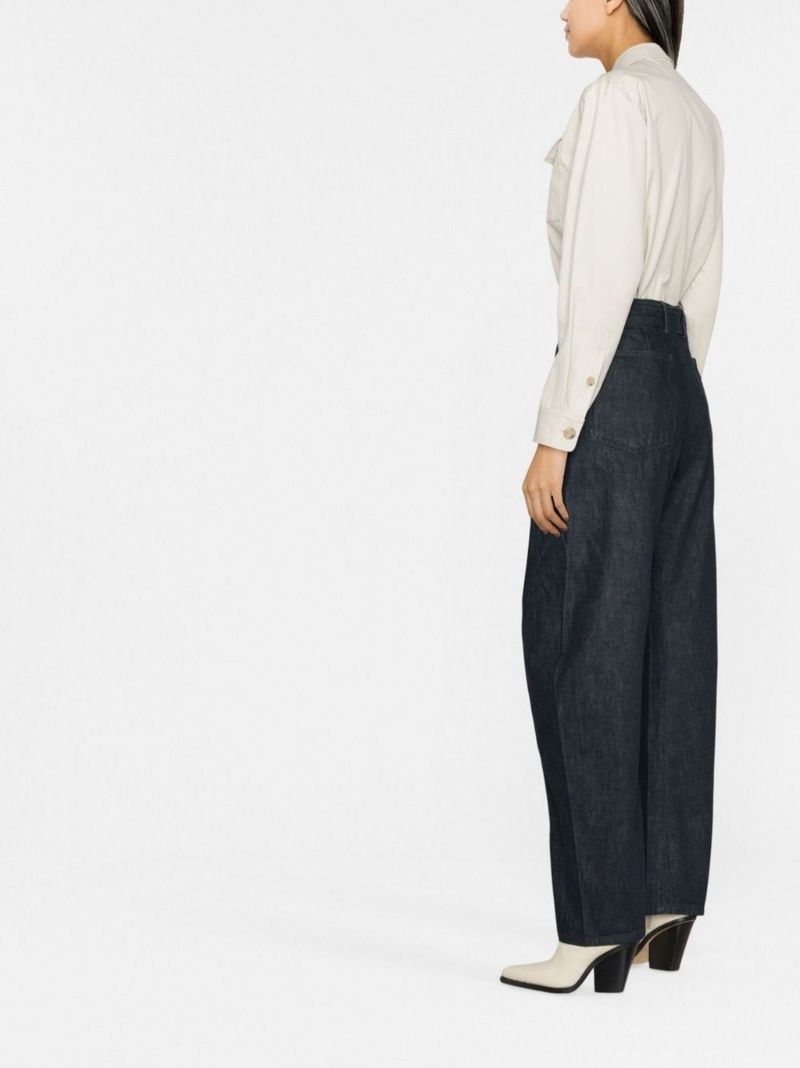 Blue Belted Straight Leg Trousers