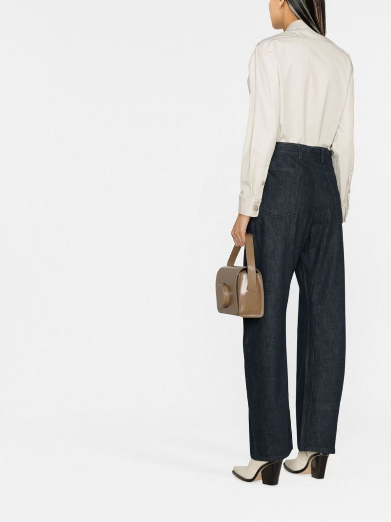 Blue Belted Straight Leg Trousers