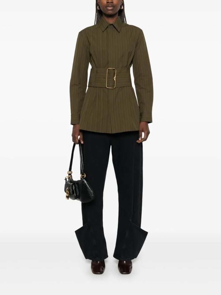 Green Belted Cotton Overshirt
