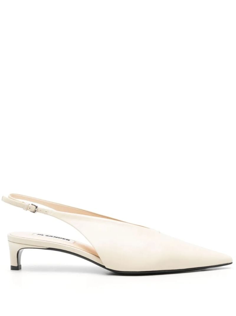 White Leather Slingback Pumps