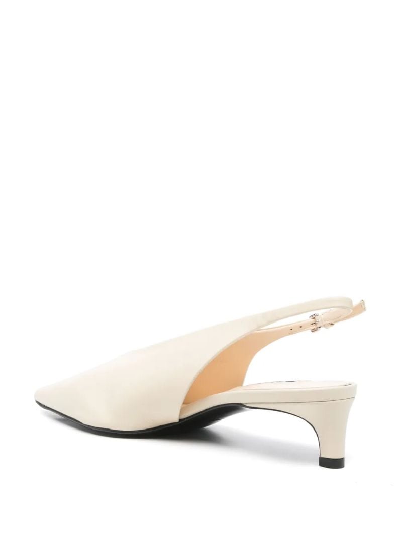 White Leather Slingback Pumps