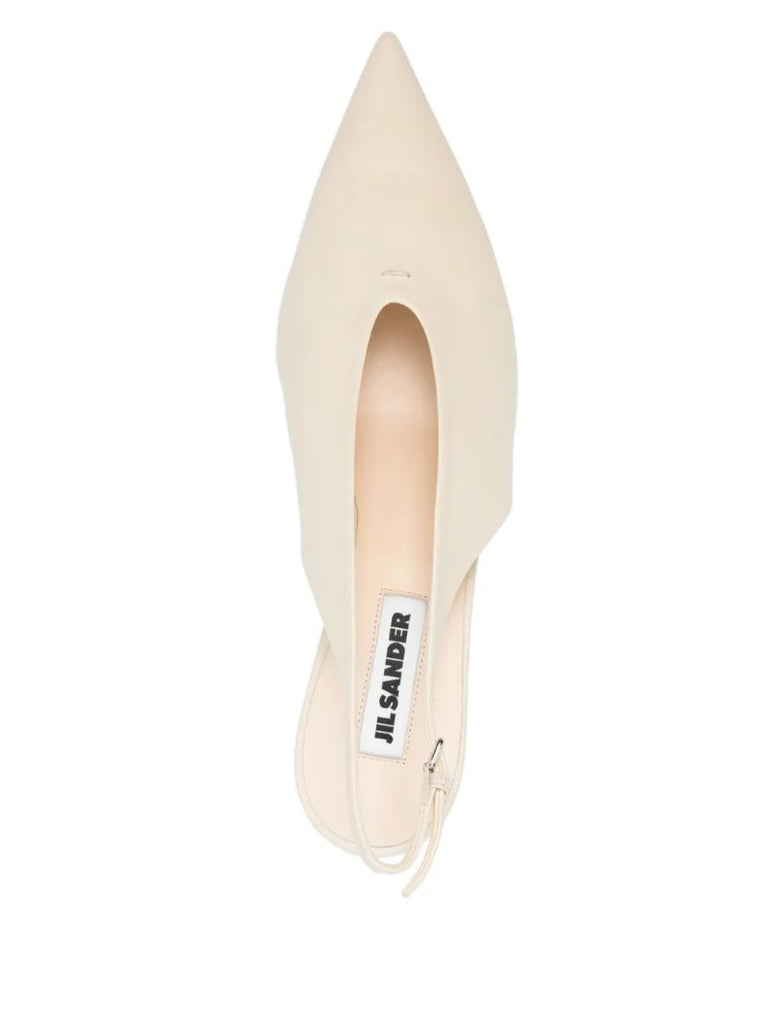 White Leather Slingback Pumps