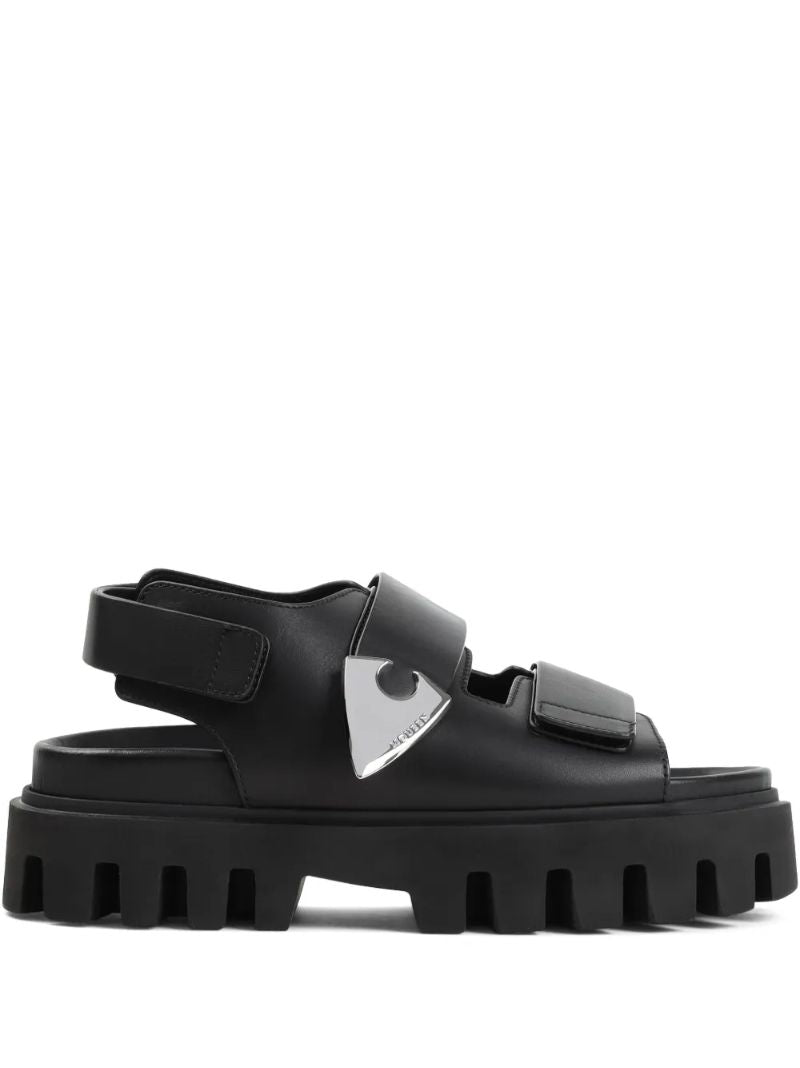 Black Leather Platform Sandals