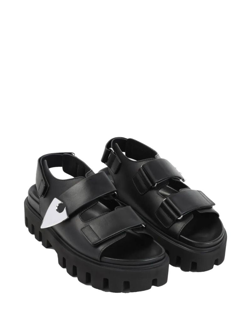 Black Leather Platform Sandals