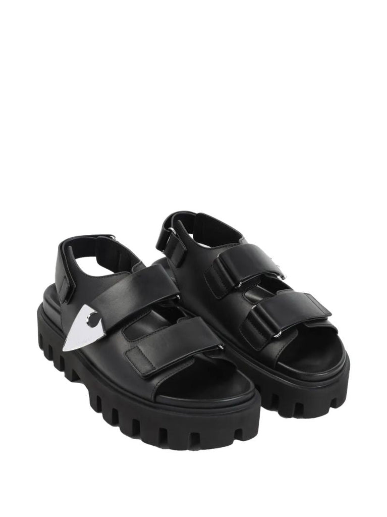 Black Leather Platform Sandals
