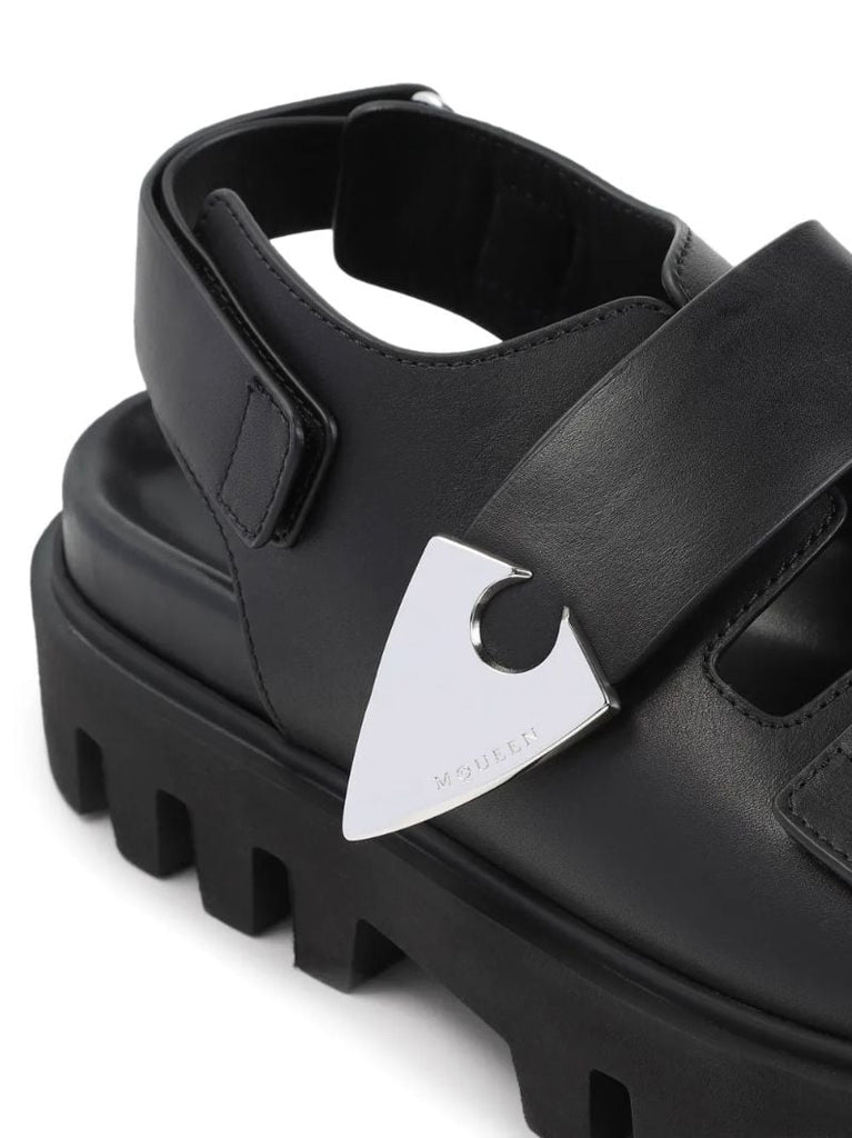 Black Leather Platform Sandals