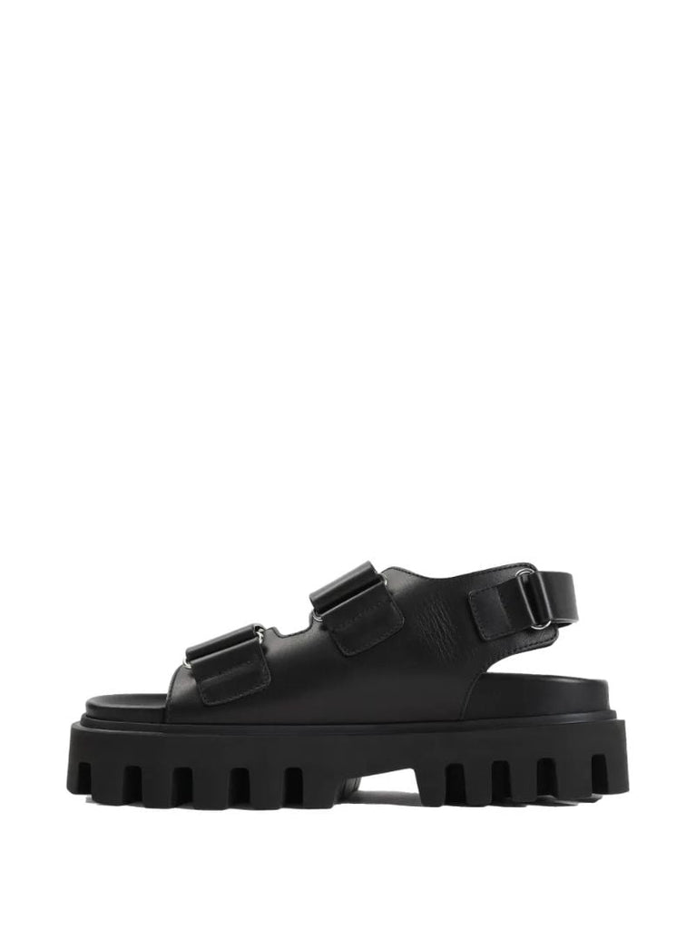 Black Leather Platform Sandals