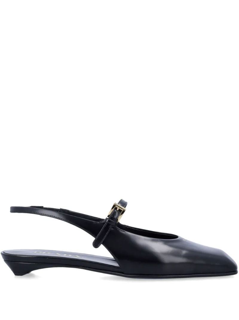 Black Leather Slingback Ballet Flats