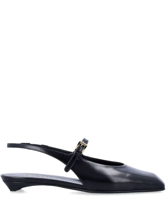 Black Leather Slingback Ballet Flats