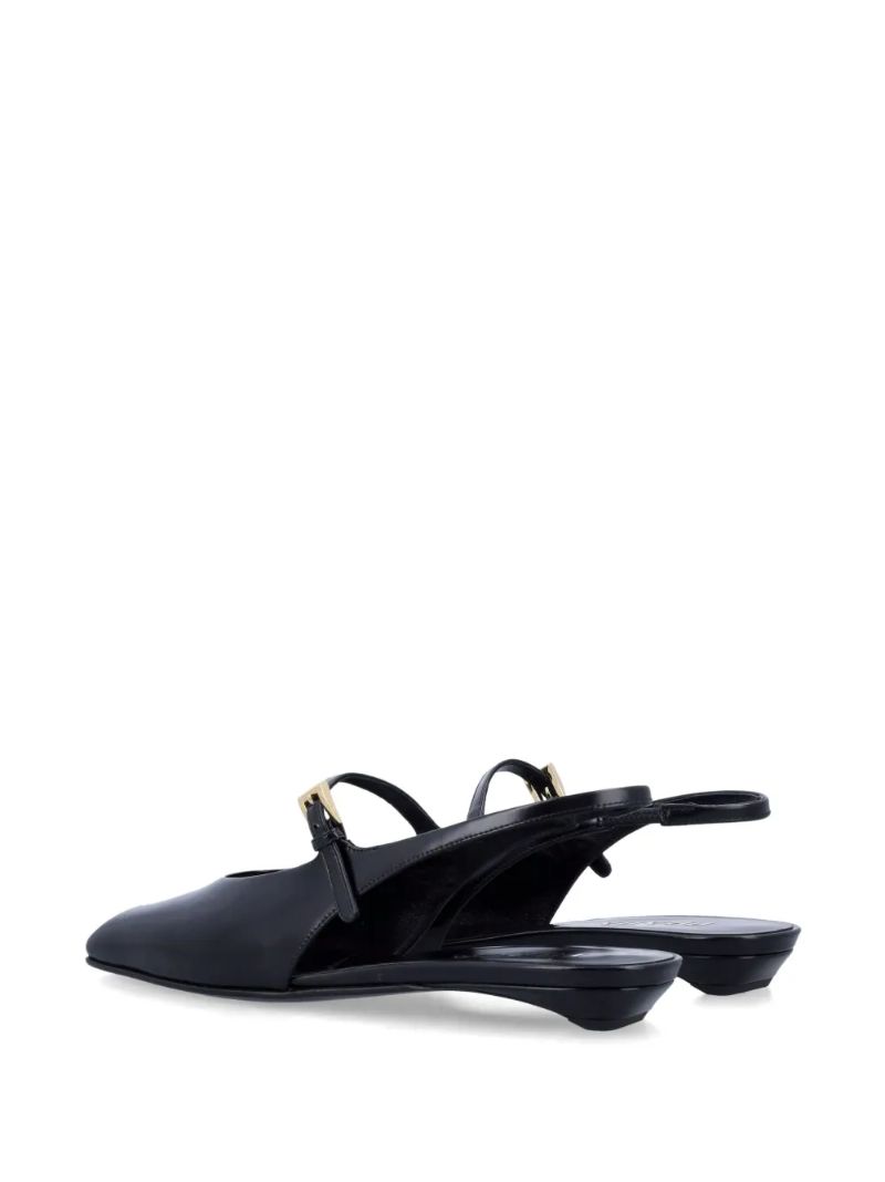 Black Leather Slingback Ballet Flats
