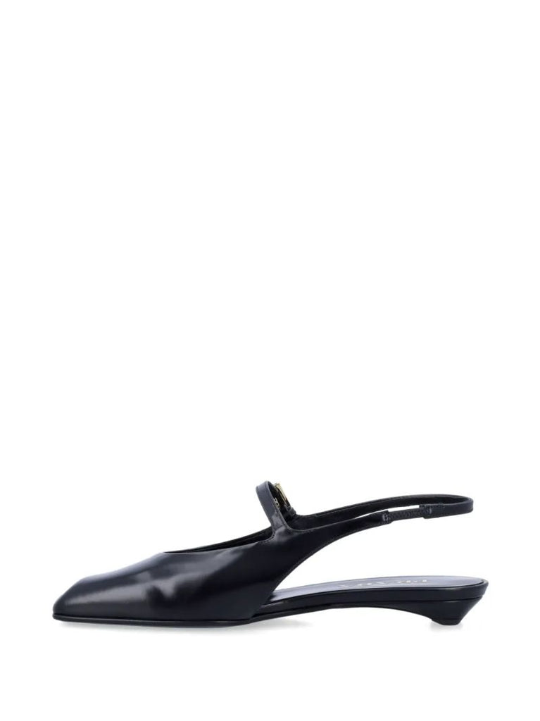 Black Leather Slingback Ballet Flats