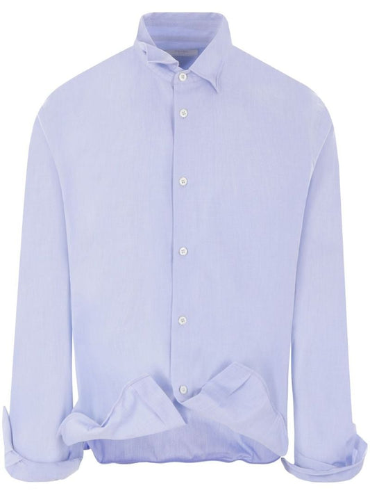 Blue Rolled-trim Shirt