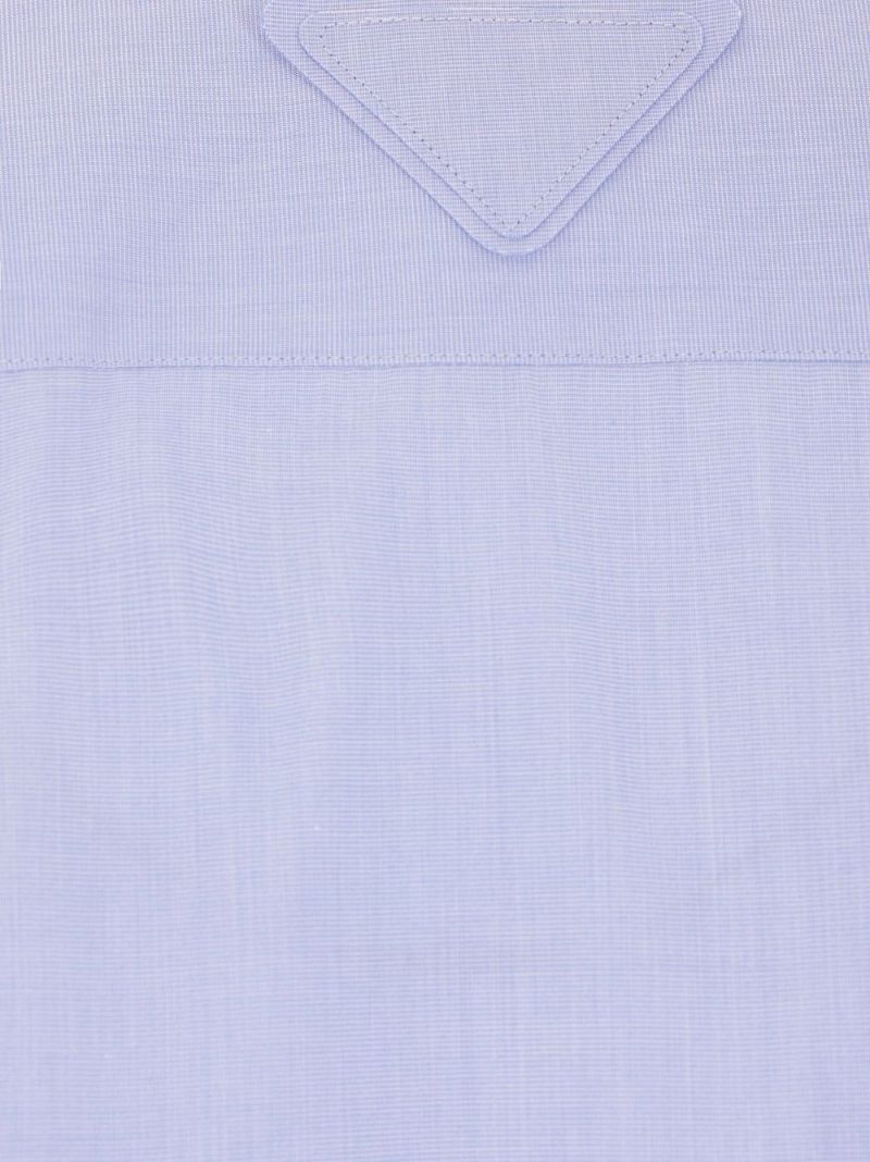 Blue Rolled-trim Shirt