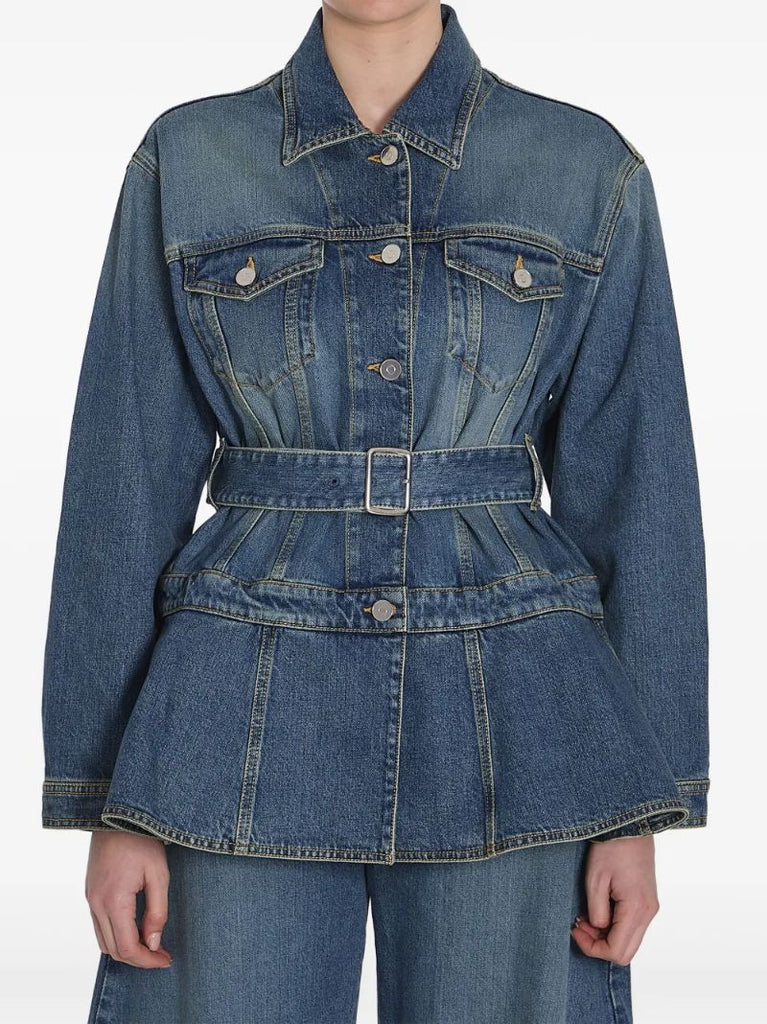 Blue Peplum Denim Jacket