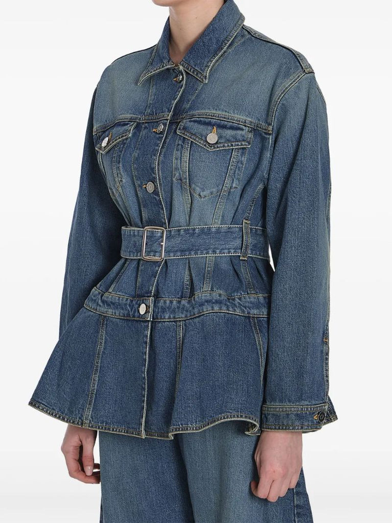 Blue Peplum Denim Jacket