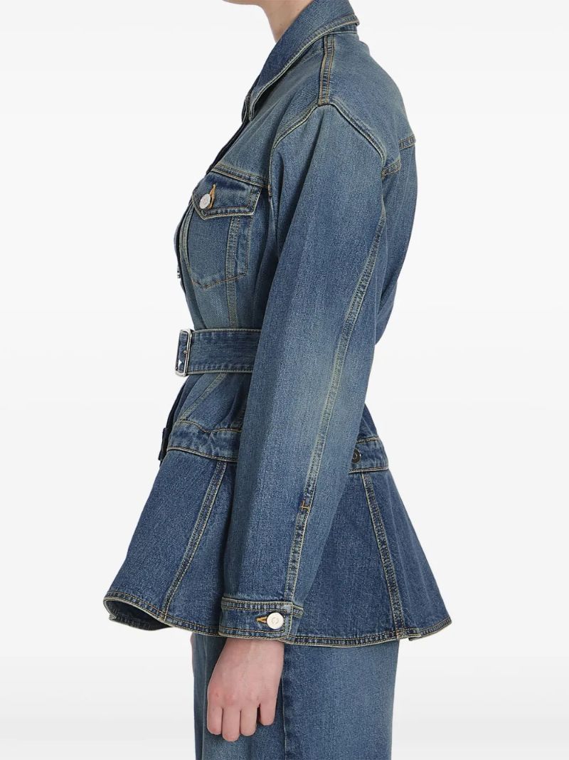 Blue Peplum Denim Jacket