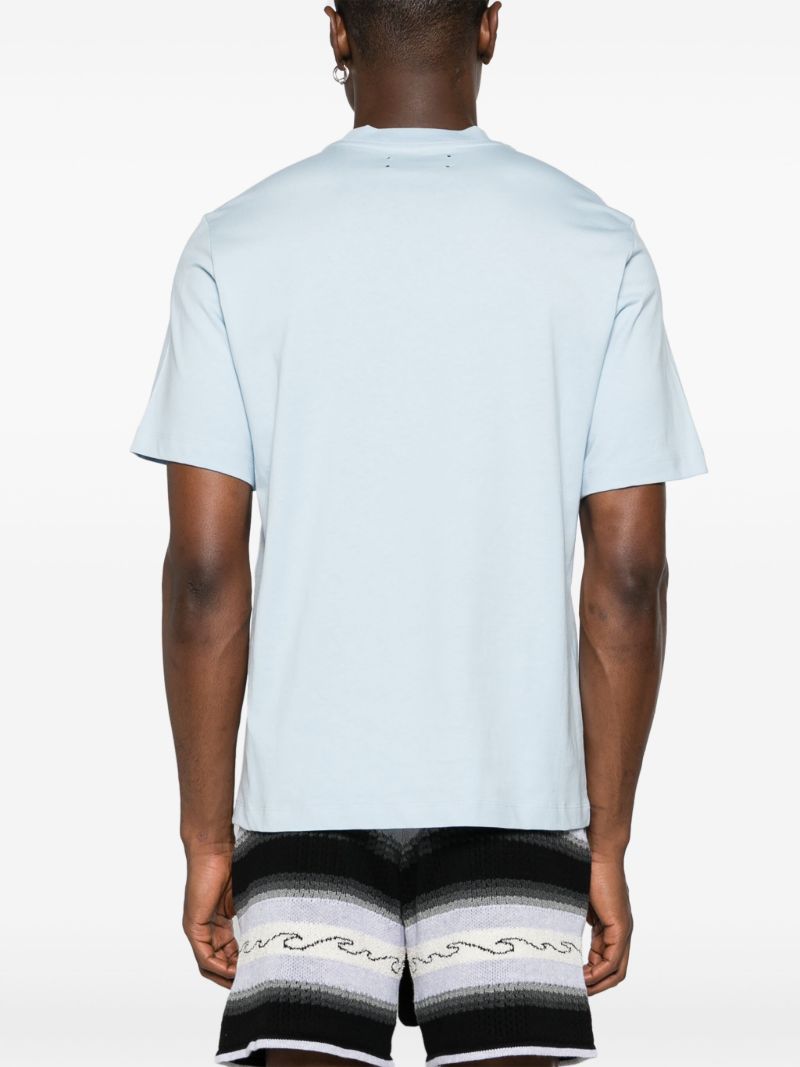 Blue Logo Print Cotton T-shirt