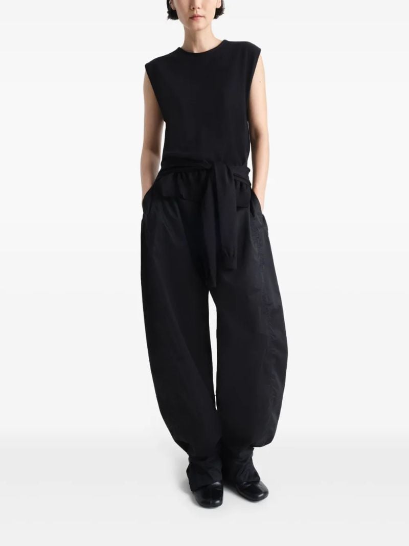 Black Wrap Sleeveless Knit Top