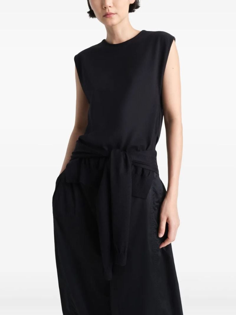 Black Wrap Sleeveless Knit Top