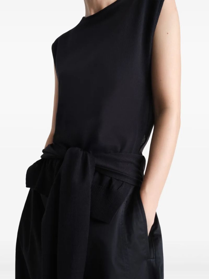 Black Wrap Sleeveless Knit Top